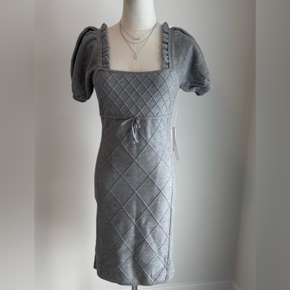 Anthropologie Charcoal Quilted Midi Dress - Picture 4 of 16